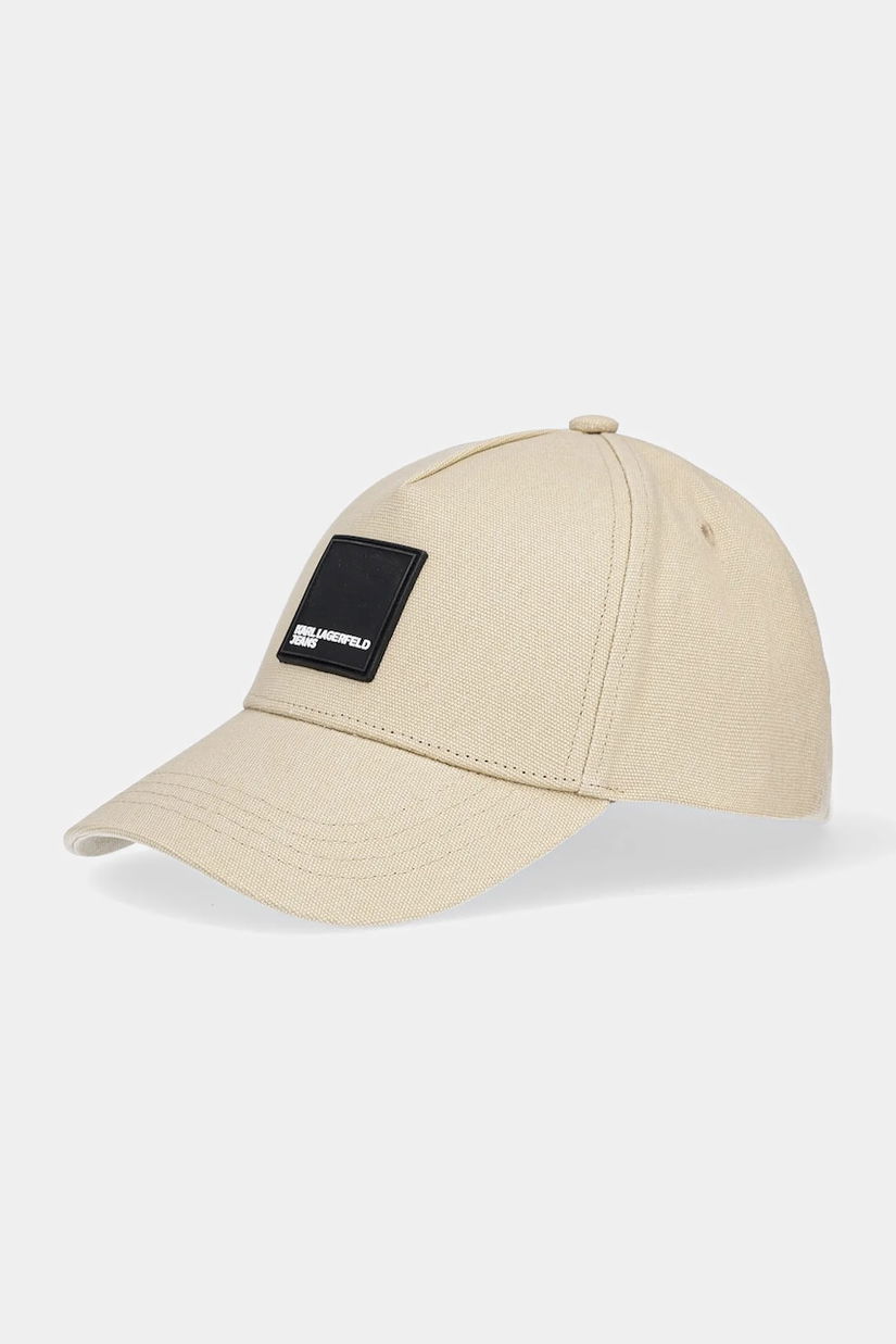 Karl Lagerfeld Jeans șapcă de baseball din bumbac culoarea bej, cu imprimeu, A1W33002