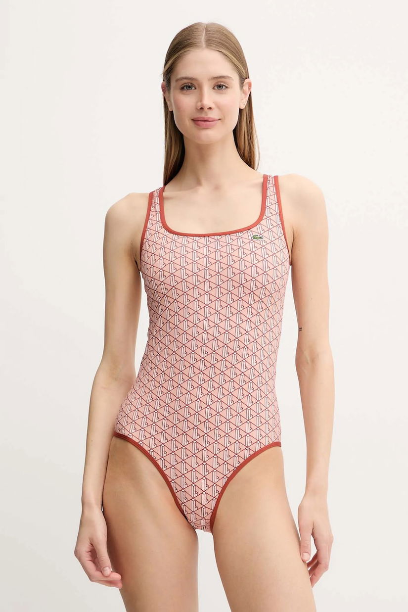 Lacoste costum de baie dintr-o bucată culoarea portocaliu, cupa moale, MF9608