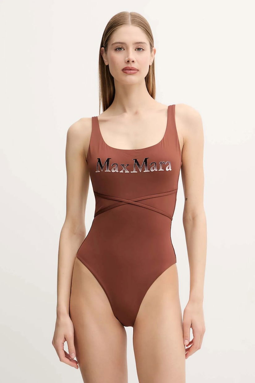 Max Mara Beachwear costum de baie dintr-o bucată culoarea maro, cupa usor rigidizata, 2516831119600