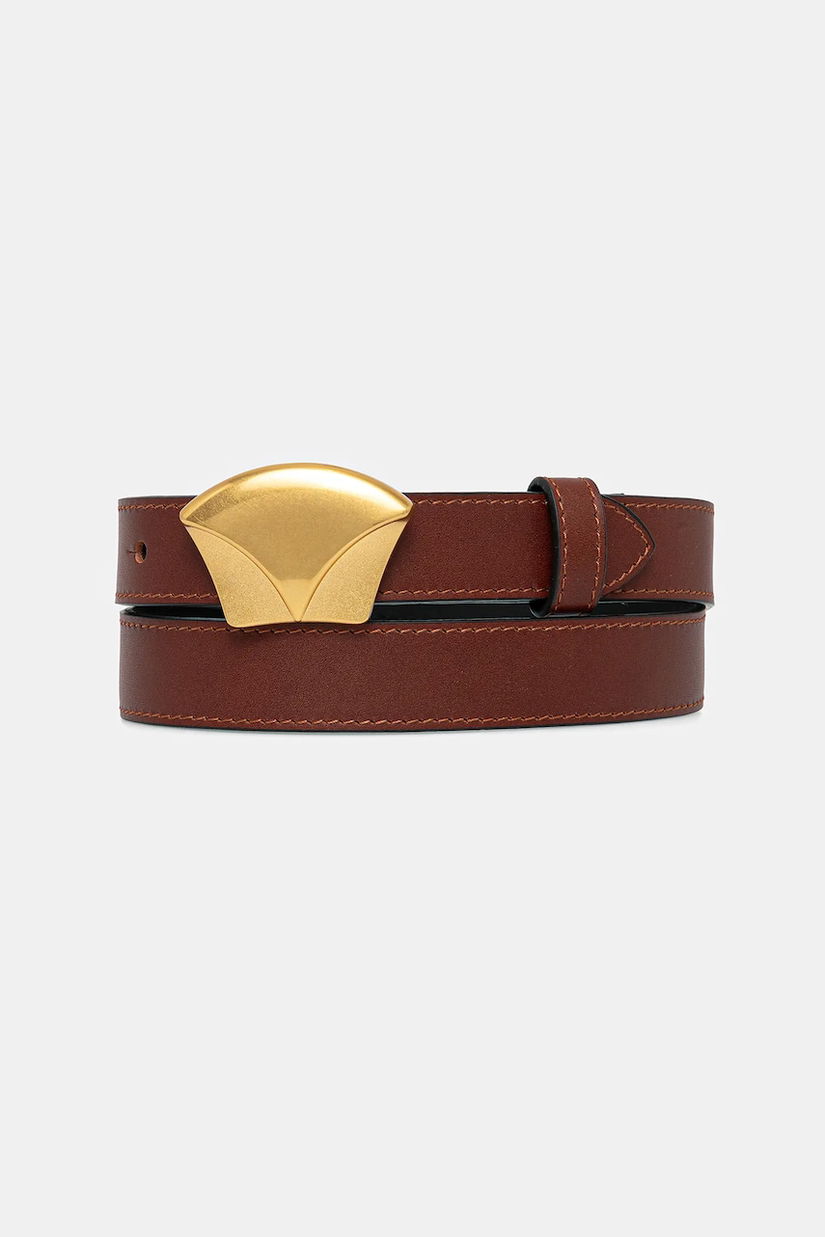 Sessun curea de piele femei, culoarea maro, 25216002