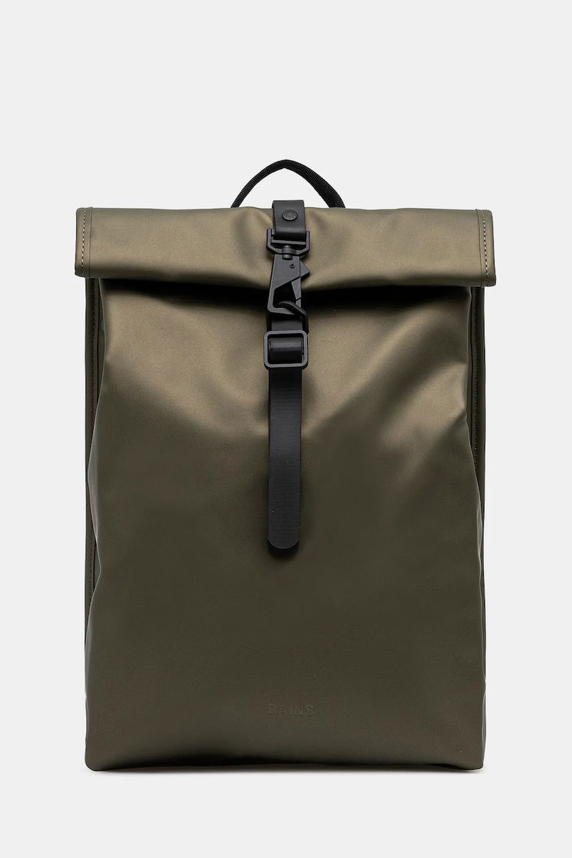 Rains rucsac Rolltop Rucksack Mini W3 culoarea verde, mare, uni, 13330