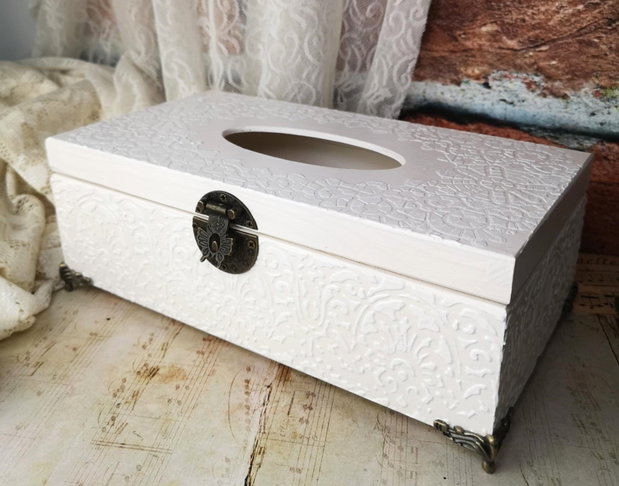 Cutie pentru servetele - eleganta shabby chic