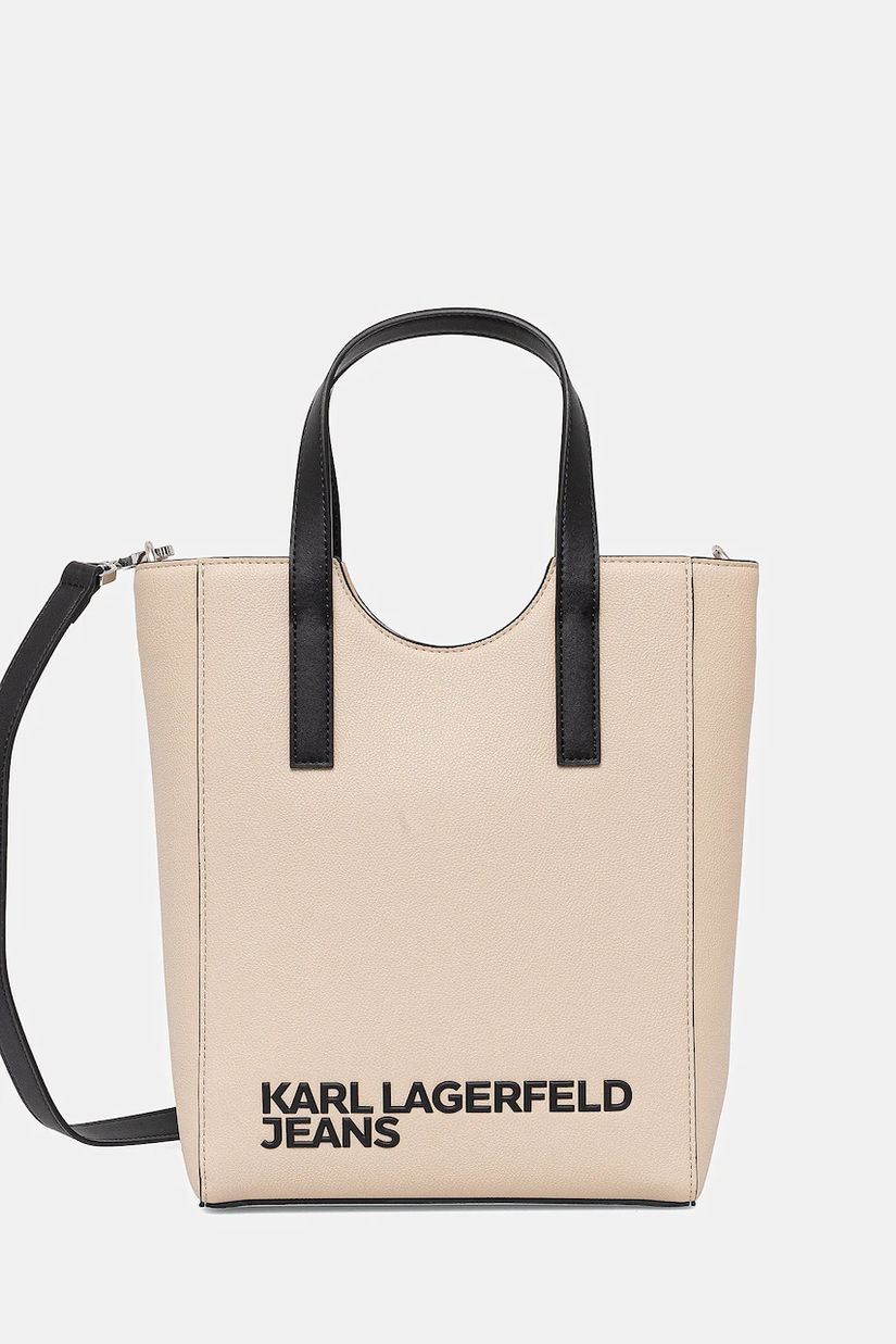 Karl Lagerfeld Jeans geantă culoarea bej, A2W30146