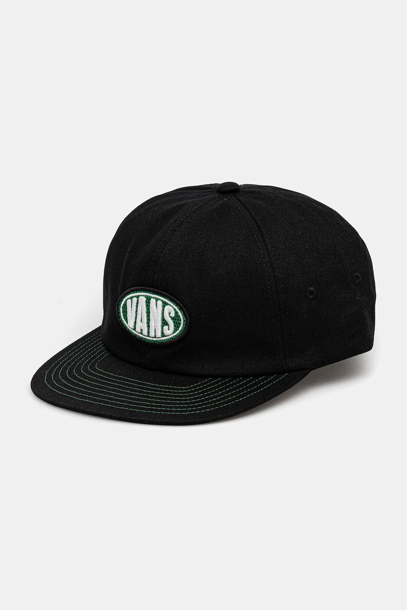 Vans șapcă de baseball din bumbac culoarea negru, cu imprimeu, VN000MPHBLK1