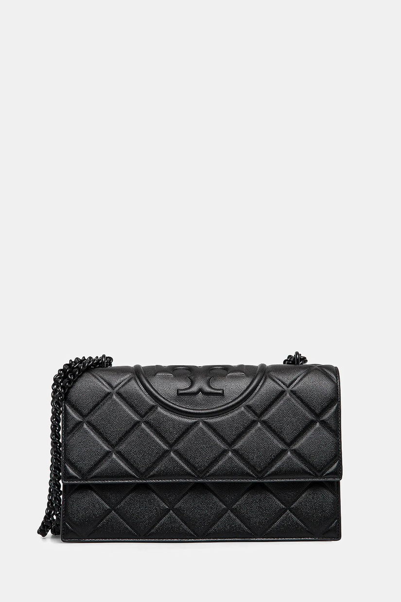 Tory Burch geantă Fleming Soft Grain culoarea negru, 169791-001