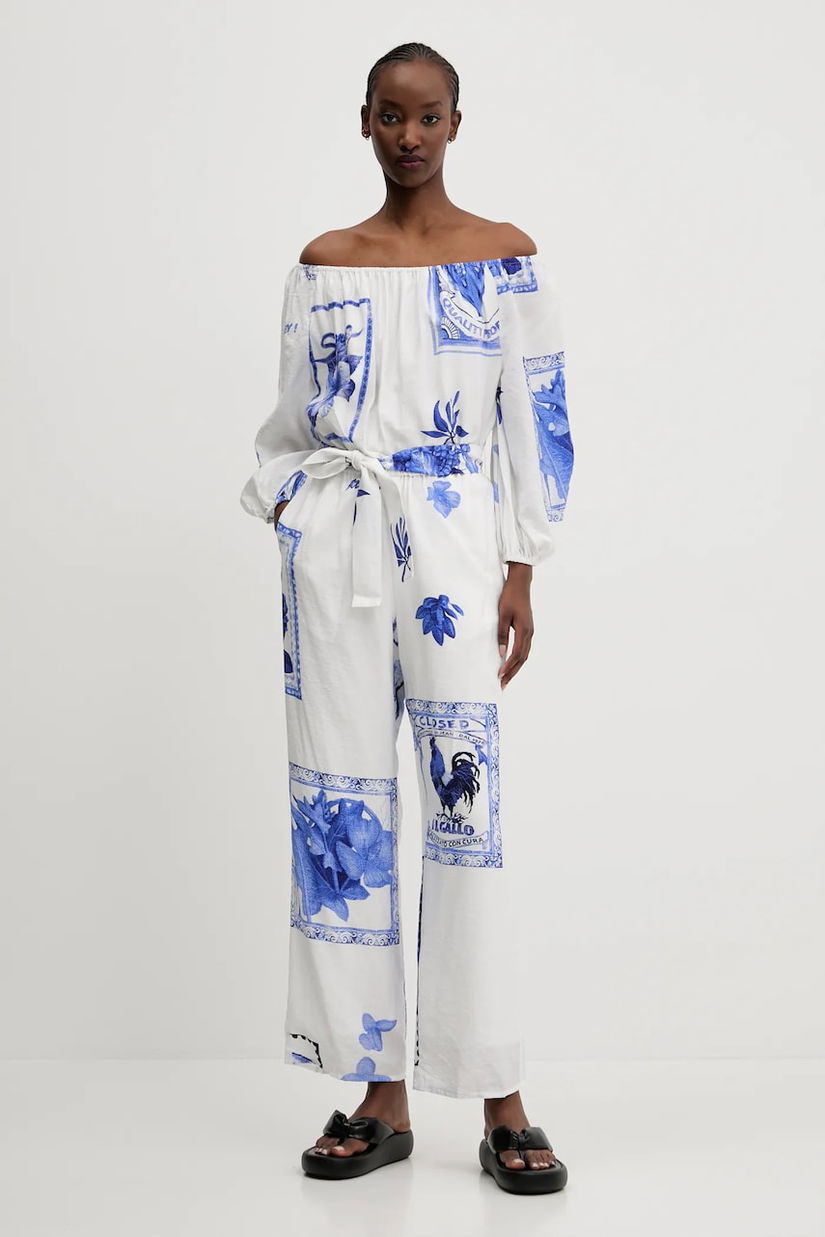Desigual salopetă TÁMESIS culoarea alb, cold shoulder, 25SWPW06