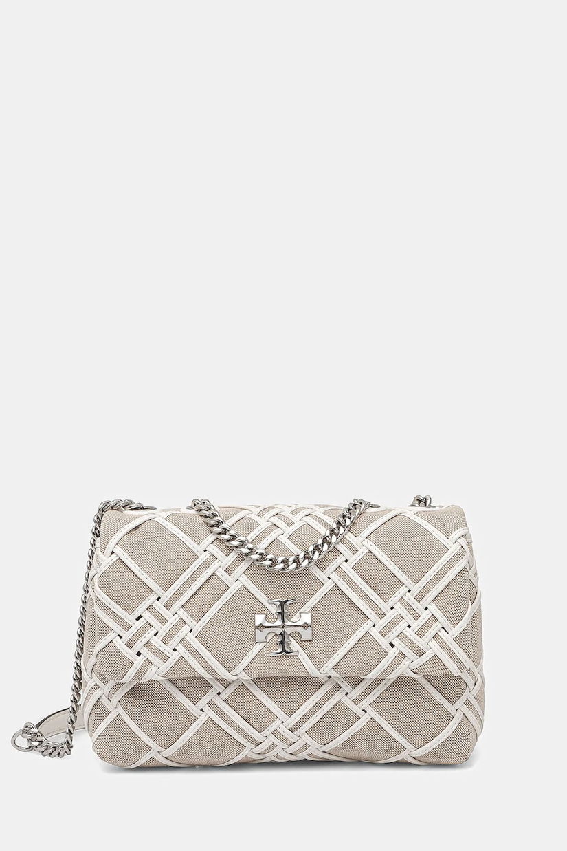 Tory Burch geantă Kira Woven Canvas Small culoarea bej, 151267-250