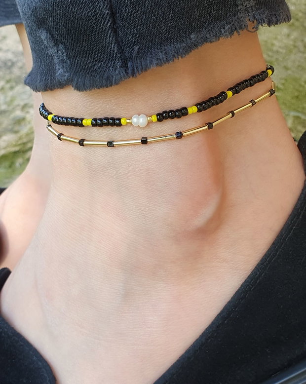 Brățară de gleznă cu perlă de cultură * Anklet boho chic