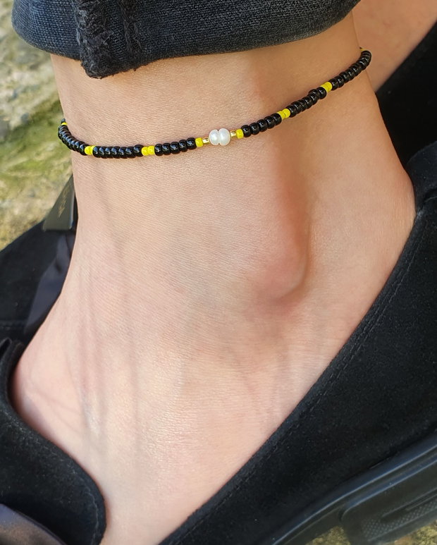 Brățară de gleznă cu perlă de cultură * Anklet boho chic