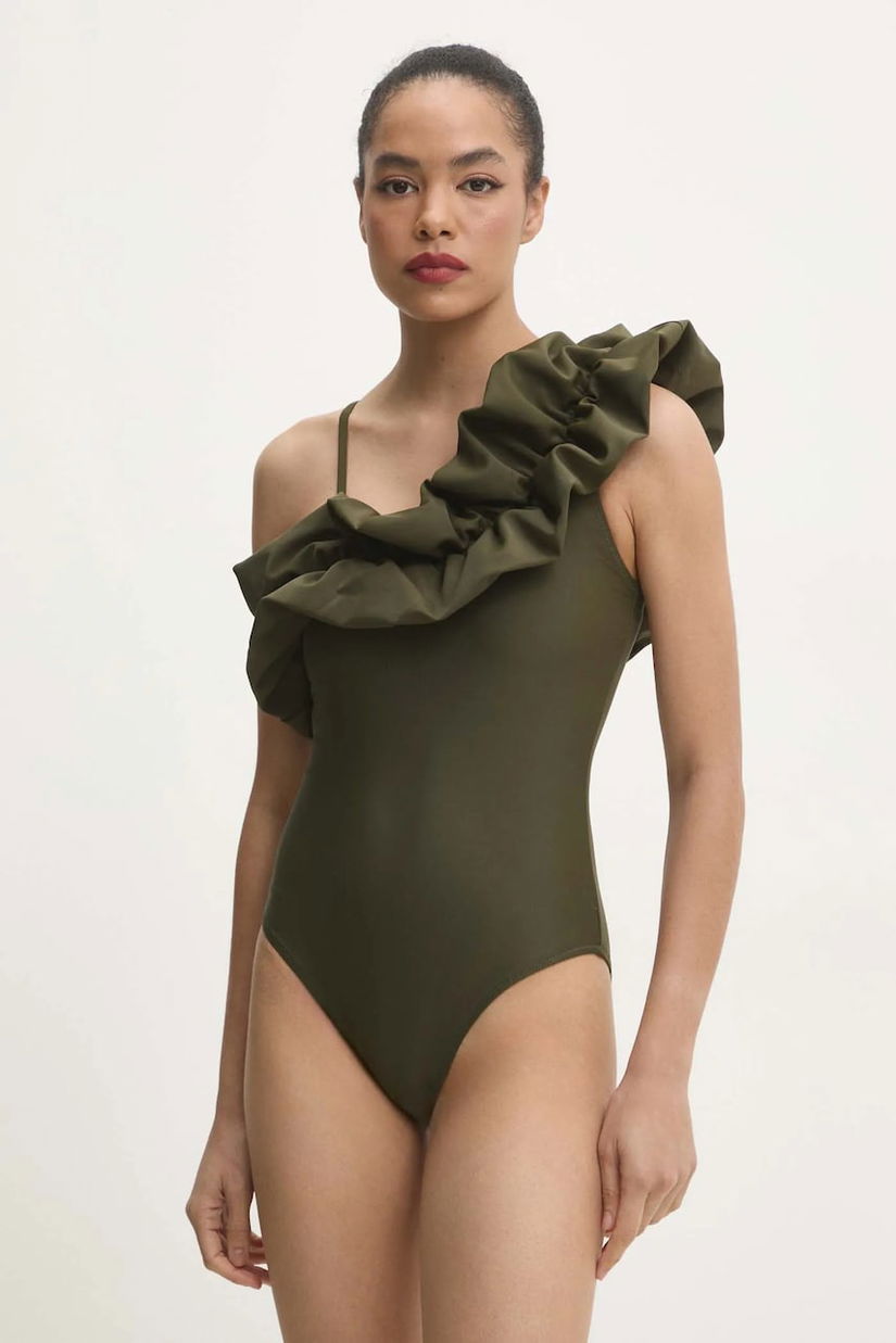 Answear Lab costum de baie dintr-o bucată culoarea verde, cupa moale