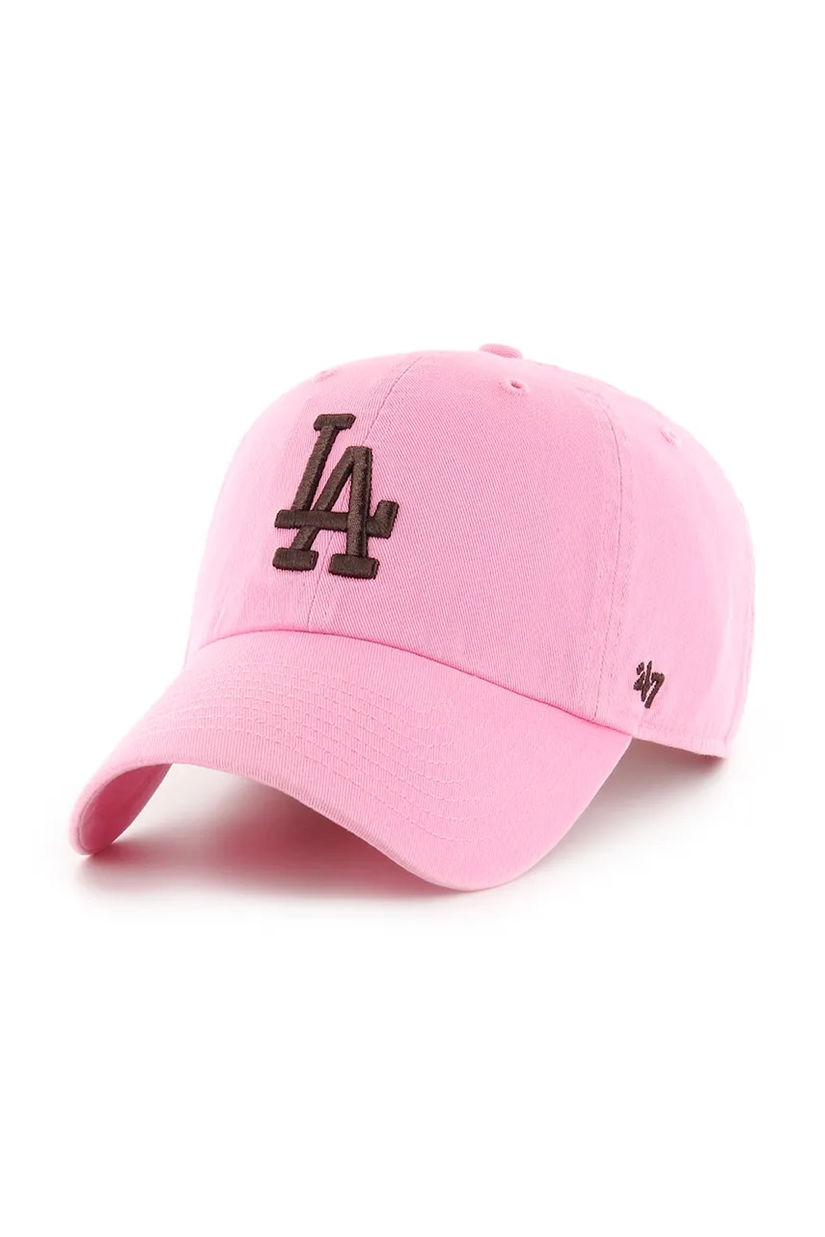 47 brand șapcă de baseball din bumbac MLB Los Angeles Dodgers culoarea roz, neted, B-RGW12GWS-RSC