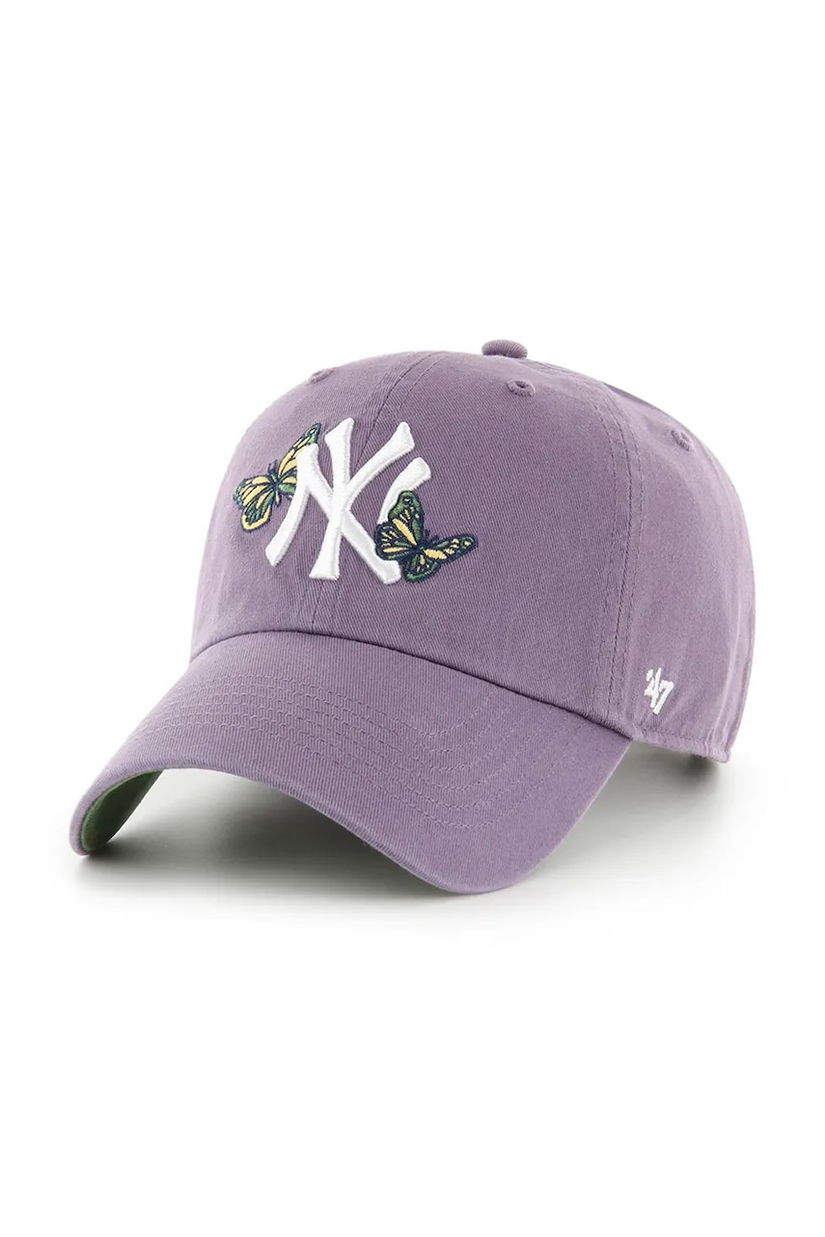 47 brand șapcă de baseball din bumbac MLB New York Yankees culoarea violet, neted, B-ICACL17GWS-II