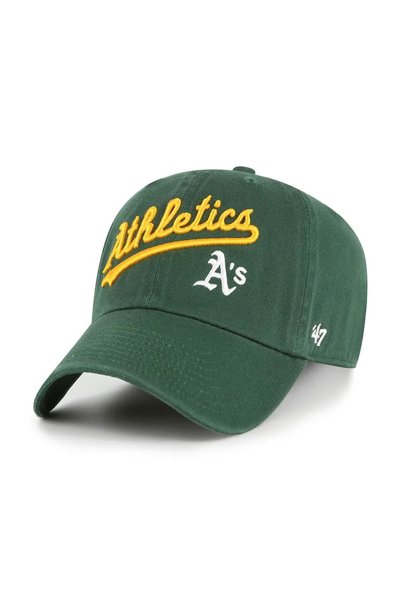 47 brand șapcă de baseball din bumbac MLB Athletics culoarea verde, uni, B-RGWSC18GWS-DGC