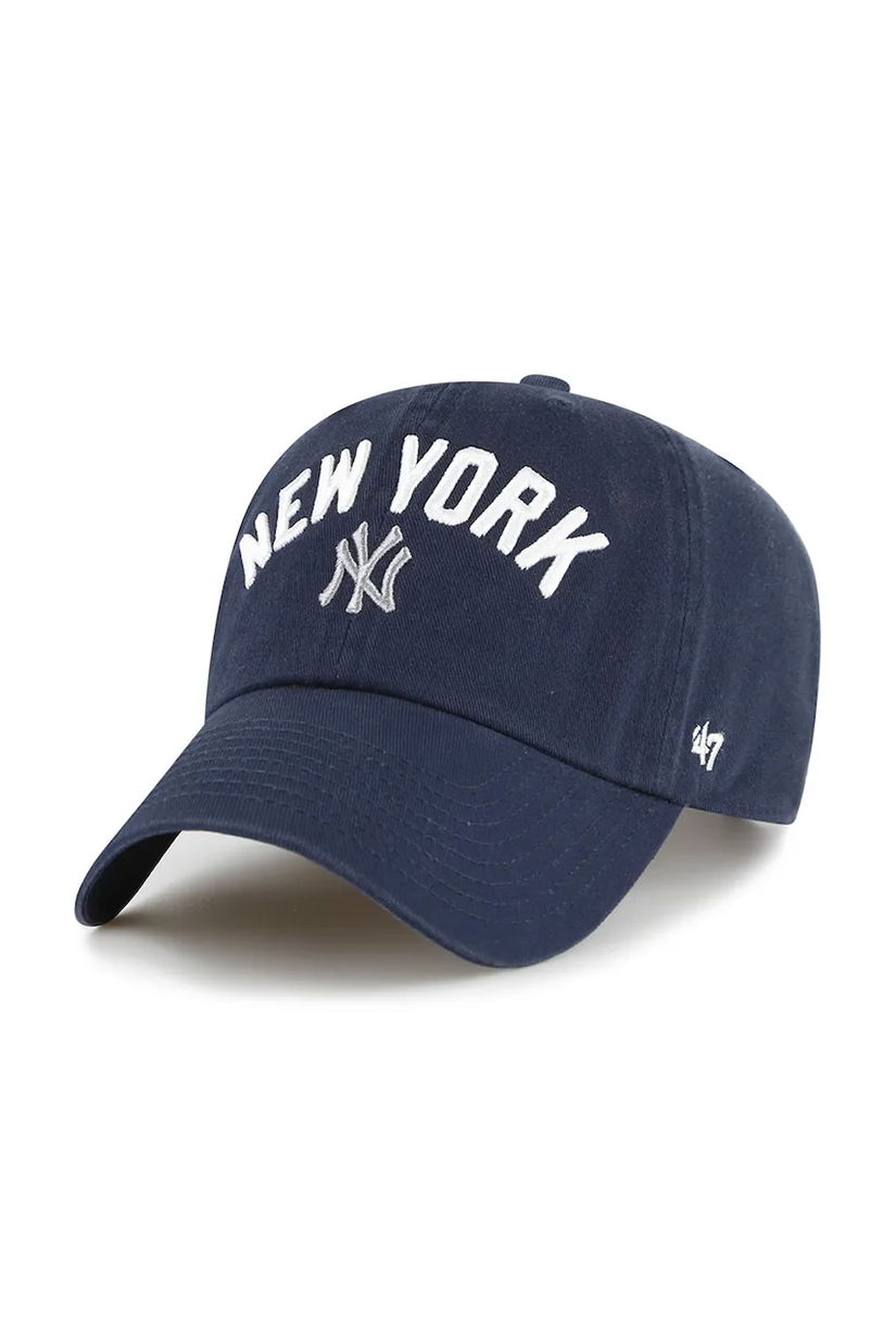 47 brand șapcă de baseball din bumbac MLB New York Yankees culoarea bleumarin, uni, B-RGWSC17GWS-NYE