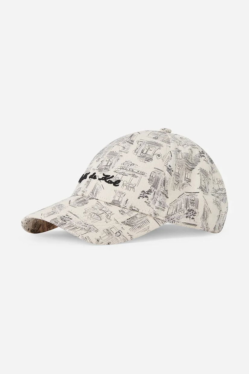 Karl Lagerfeld șapcă de baseball din bumbac culoarea alb, cu imprimeu, A2W33072
