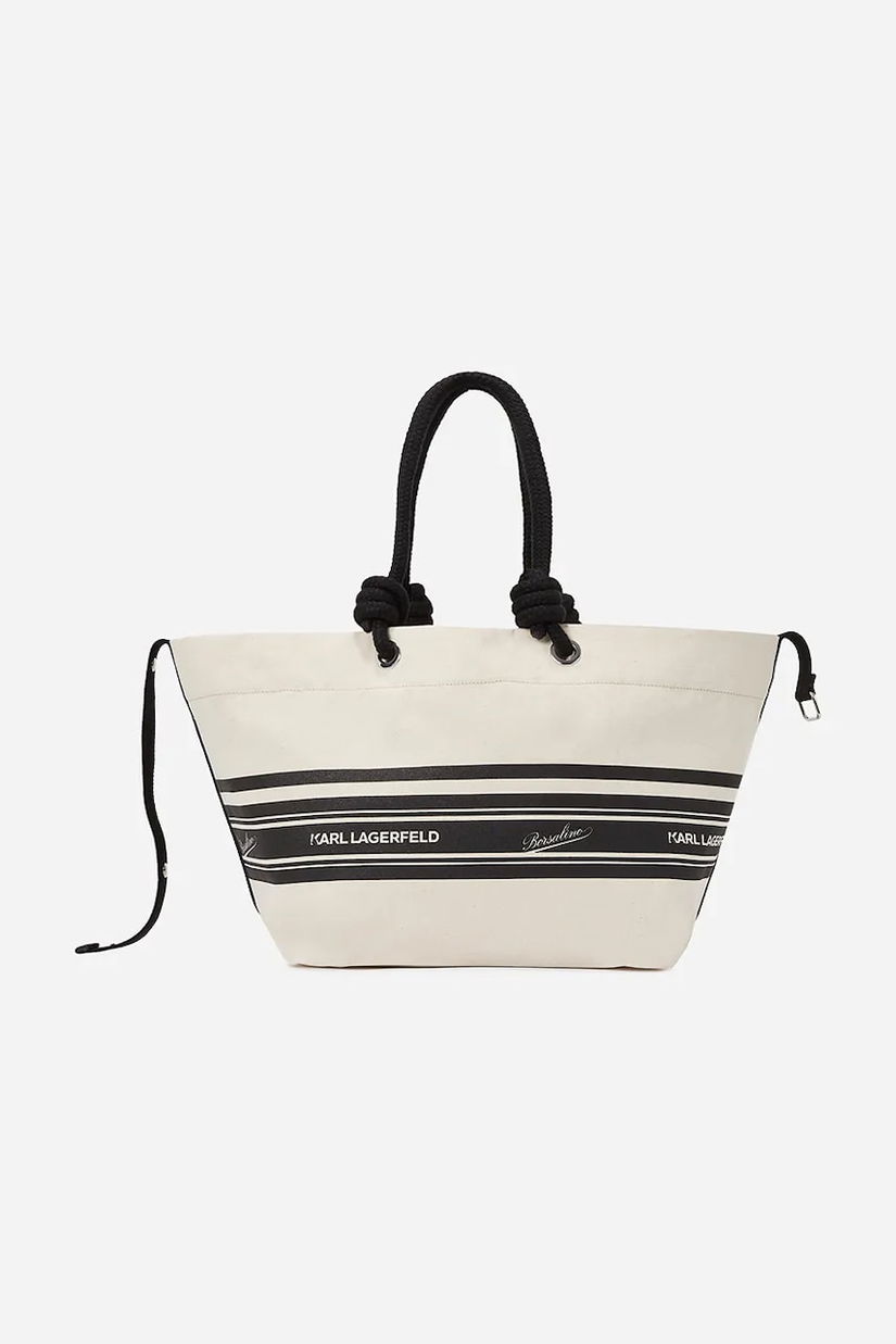 Karl Lagerfeld geantă de bumbac culoarea alb, A2W30229