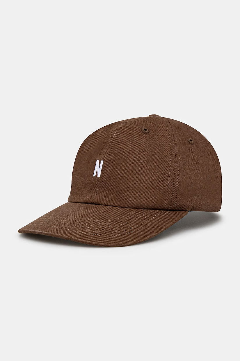 Norse Projects șapcă de baseball din bumbac Twill Sports Cap culoarea maro, cu imprimeu, N80.0001.2033