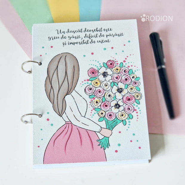 Agenda cadru didactic personalizata cu nume pictata manual