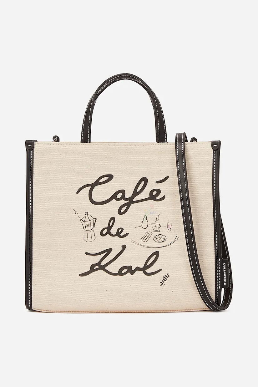 Karl Lagerfeld geanta de bumbac culoarea bej, A2W50028