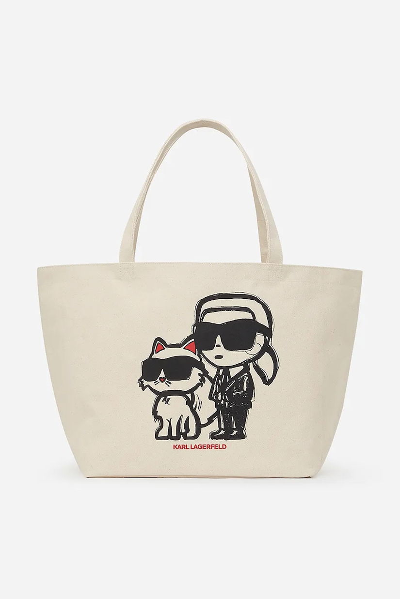 Karl Lagerfeld geanta de bumbac culoarea bej, A2W50026