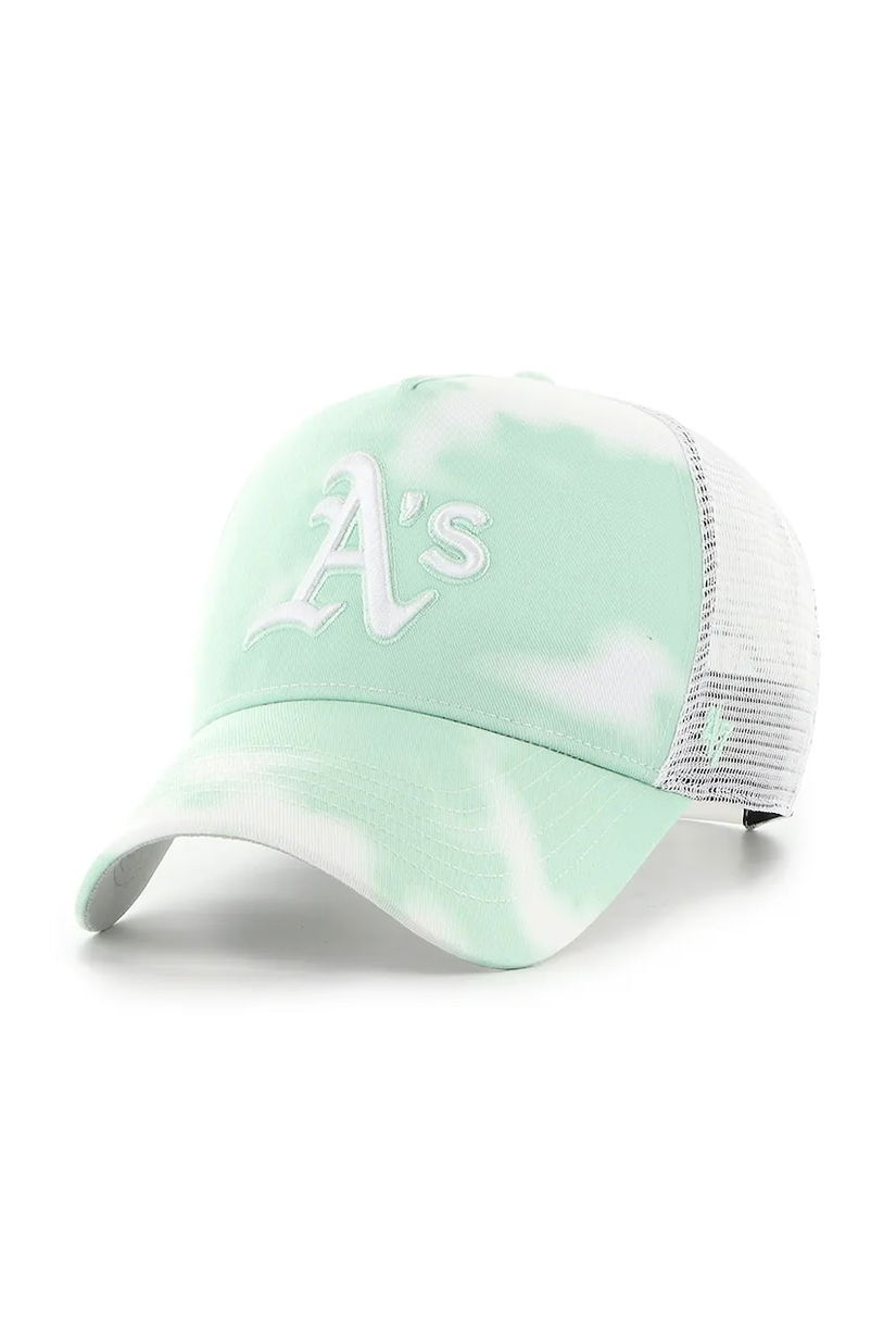 47 brand sapca MLB Oakland Athletics culoarea verde, cu imprimeu, B-ITCDT18PTP-B0