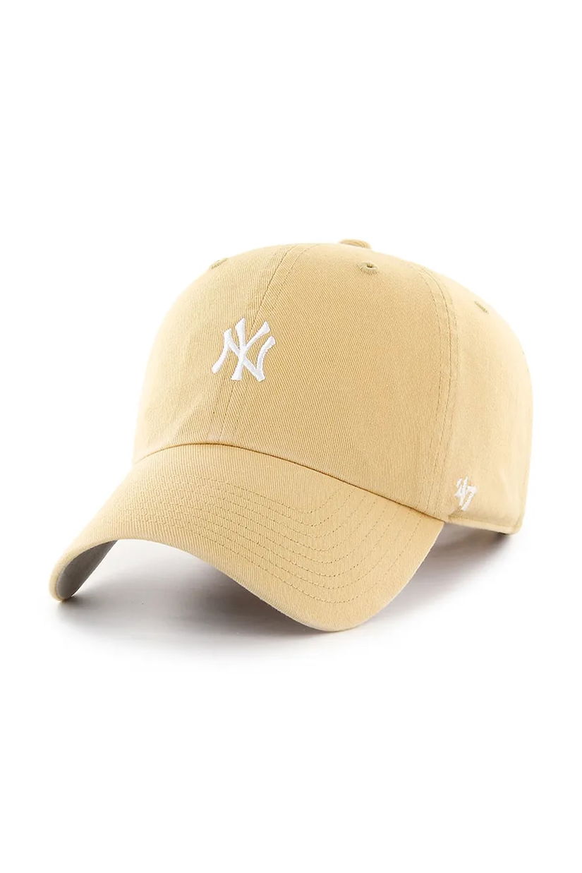 47 brand șapcă de baseball din bumbac MLB New York Yankees culoarea galben, neted, B-BSRNR17GWS-LT