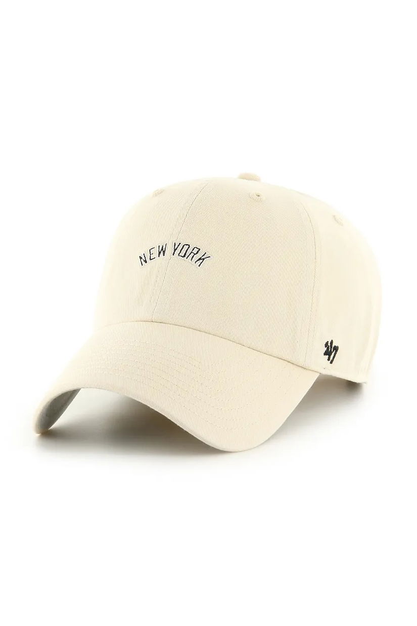 47 brand șapcă de baseball din bumbac MLB New York Yankees culoarea bej, neted, B-BSRNS17GWS-NT