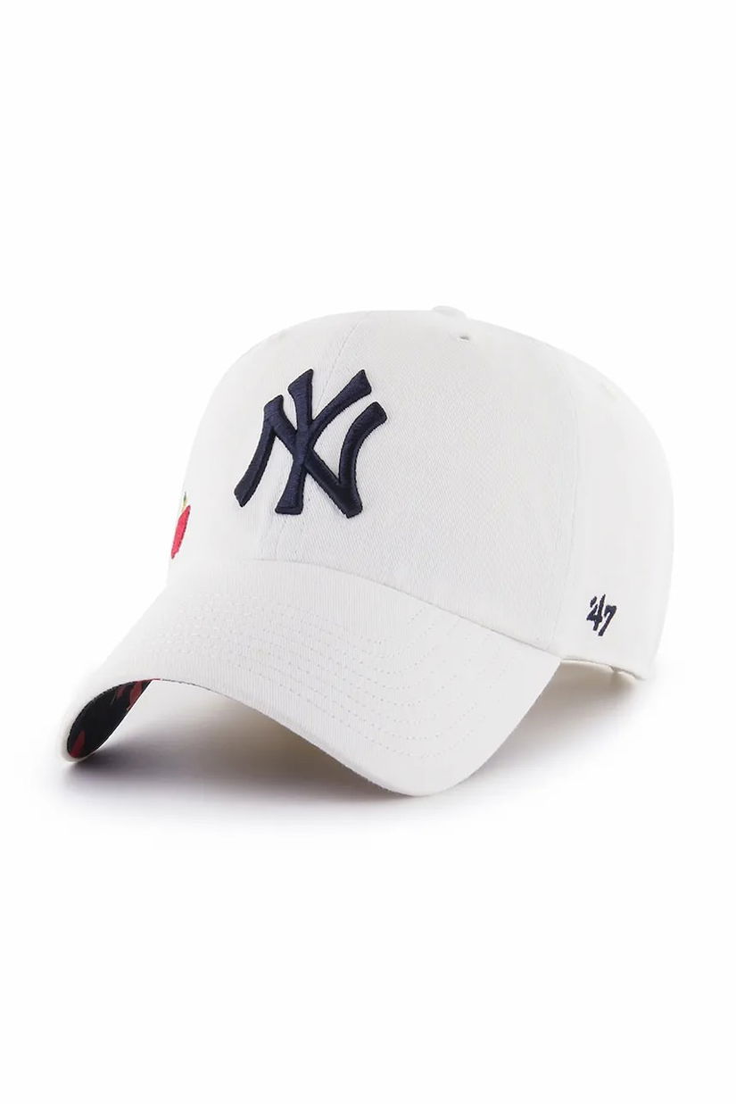 47 brand șapcă de baseball din bumbac MLB New York Yankees culoarea alb, cu imprimeu, B-CICON17GWS-WH