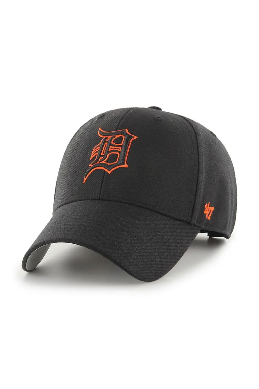 47 brand șapcă MLB Detroit Tigers culoarea negru, cu imprimeu, B-MVP09WBV-BKB