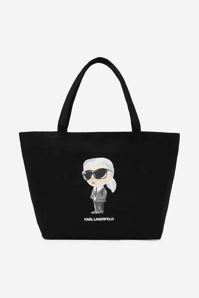 Karl Lagerfeld geantă de bumbac culoarea negru, A2W50027
