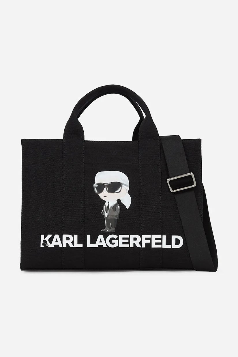 Karl Lagerfeld geantă de bumbac culoarea negru, A2W50047