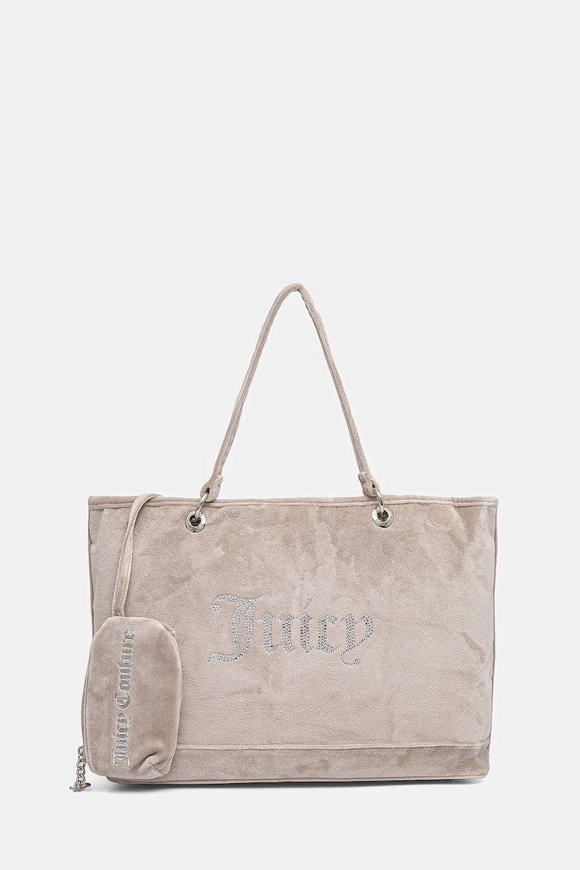 Juicy Couture geantă de mână din catifea Kimberly culoarea bej, BEJQL8761WPO