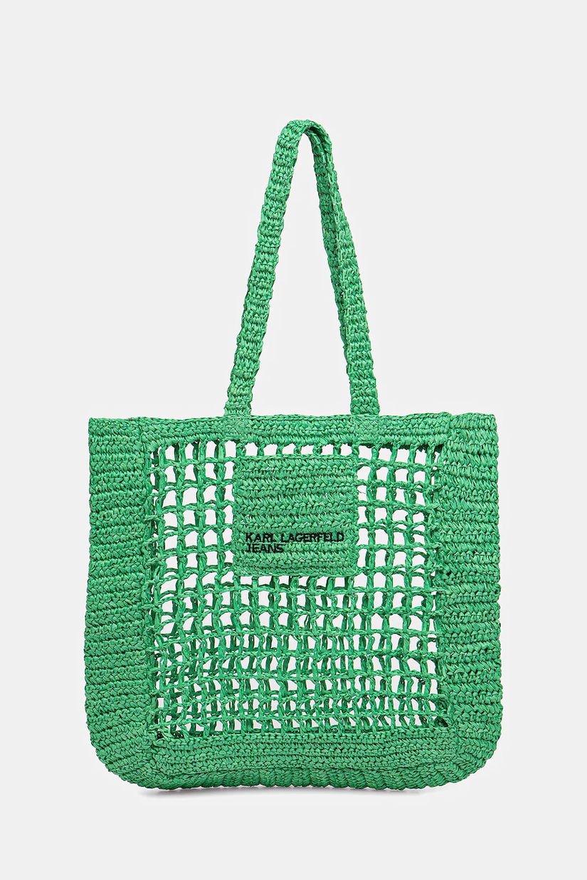 Karl Lagerfeld Jeans geanta de plaja culoarea verde, A2W50008