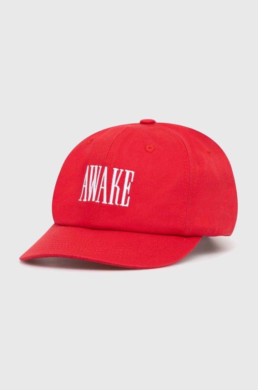 Awake NY șapcă de baseball din bumbac Logo Hat culoarea rosu, cu imprimeu, SP24-HT004