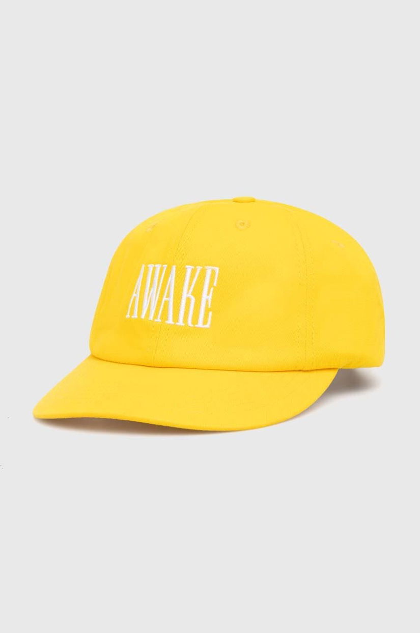 Awake NY șapcă de baseball din bumbac Logo Hat culoarea galben, cu imprimeu, SP24-HT004