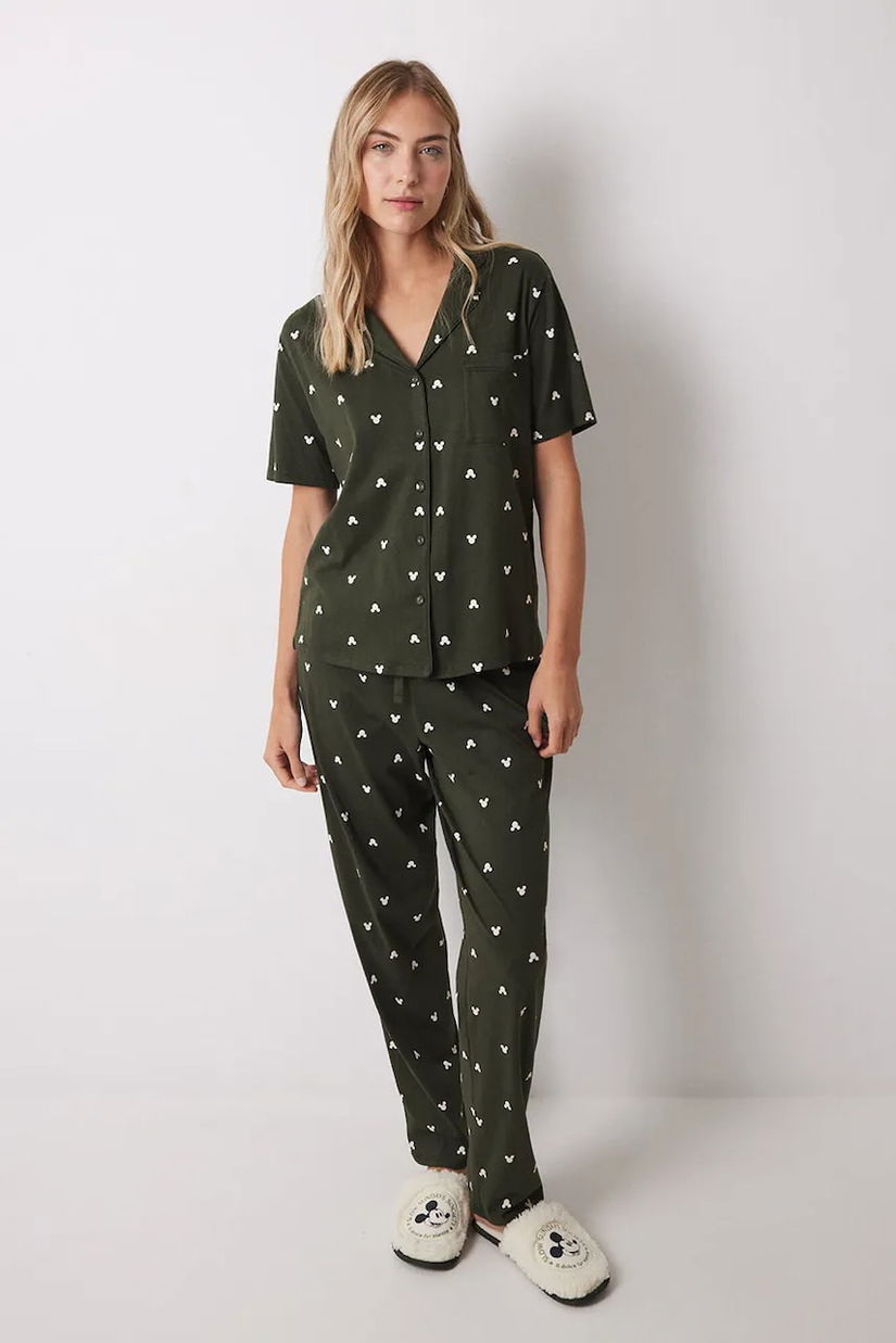 women'secret pijamale de bumbac MICKEY femei, culoarea verde, bumbac, 3139854