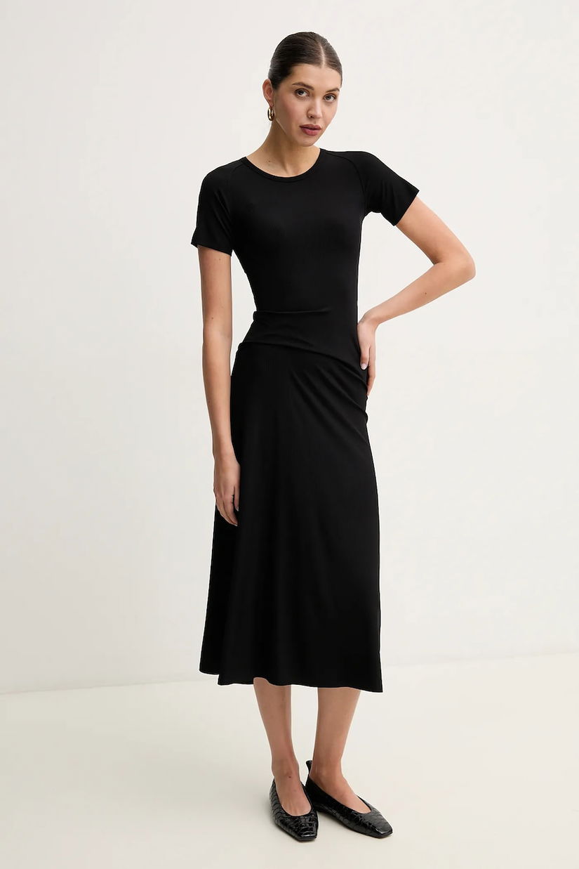 Marella rochie NOROIS culoarea negru, maxi, evazată, 2513621025200