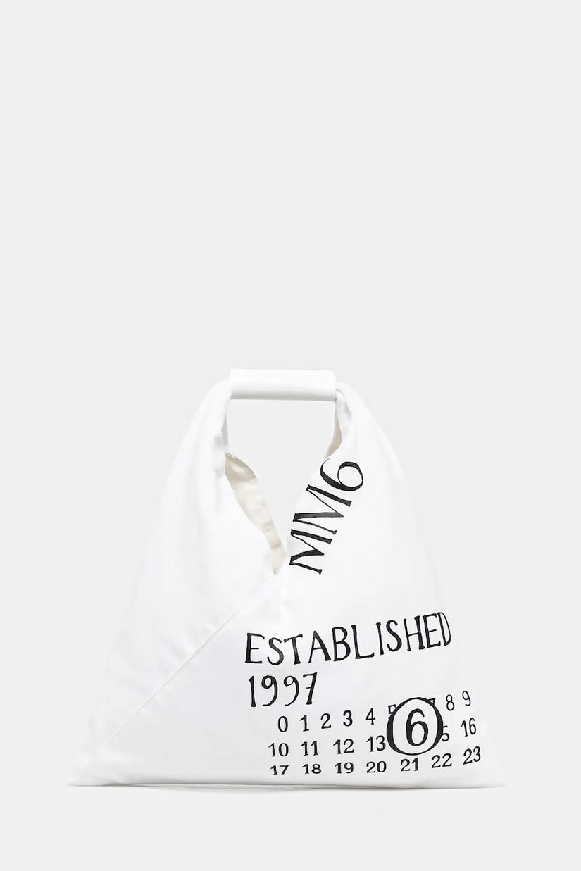 MM6 Maison Margiela geantă de bumbac culoarea alb, SB6WD0013