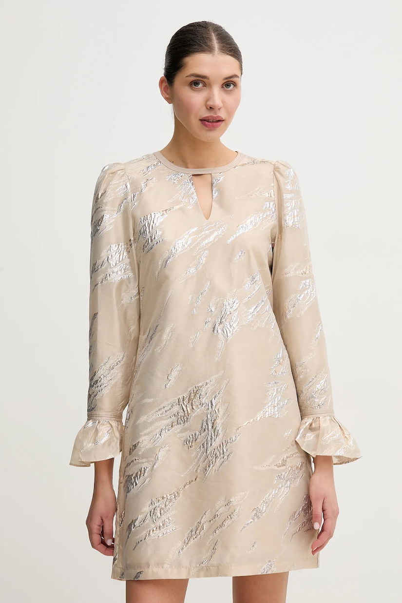 Bruuns Bazaar rochie culoarea bej, mini, dreaptă