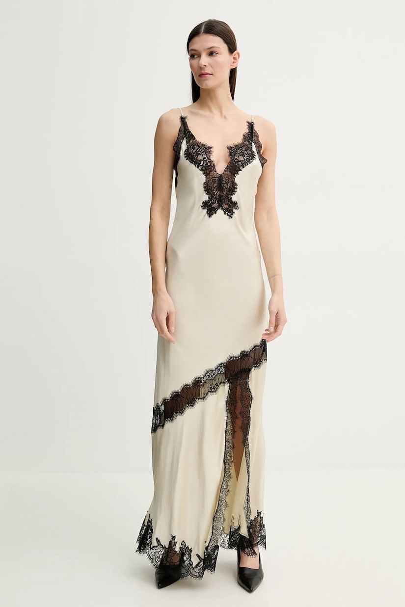 Herskind rochie Nelly culoarea bej, maxi, dreaptă, 5526370