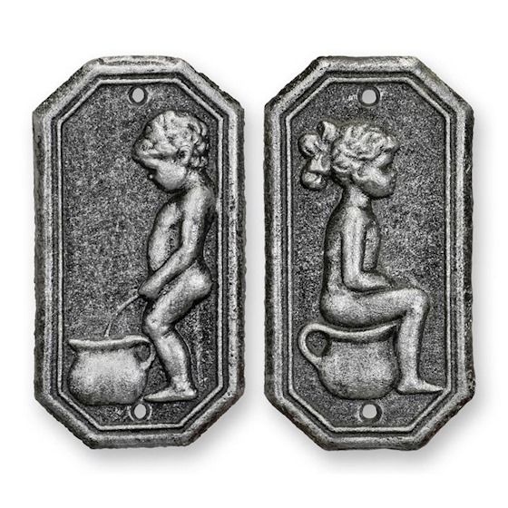 Set plachete decorative usa toaleta argintii