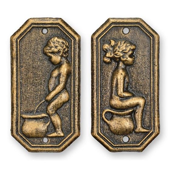 Set plachete decorative usa toaleta bronz