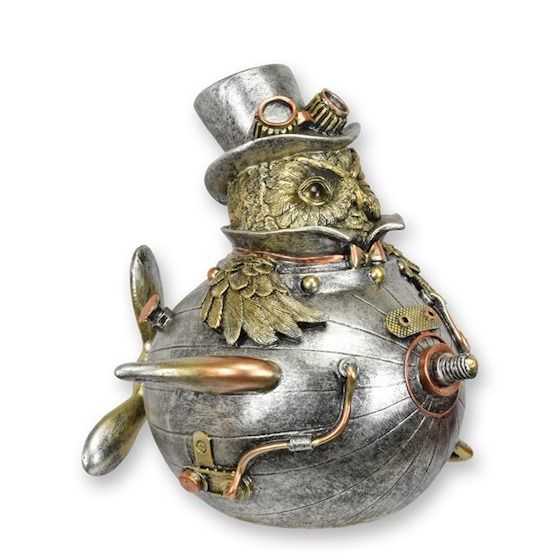 Bufnita in balon-statueta steampunk din rasini
