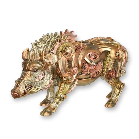 Porc mistret-statueta steampunk din rasini