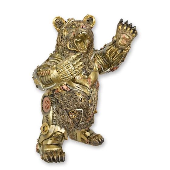 Urs grizly-statueta steampunk din rasini