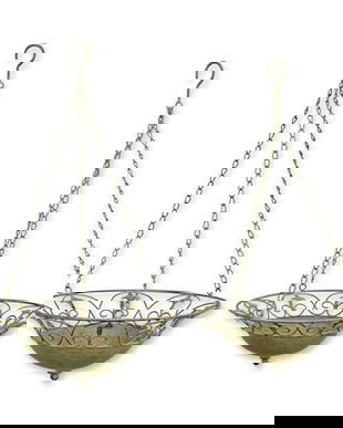 Set doua jardiniere din fier forjat antik green