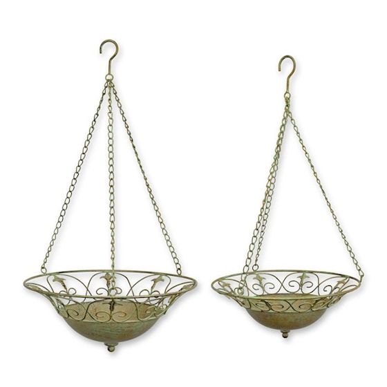 Set doua jardiniere din fier forjat antik green