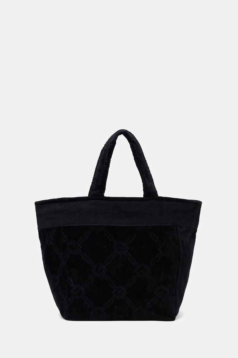 Elisabetta Franchi geantă de bumbac culoarea negru, BS42F51E2