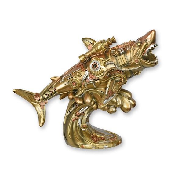Rechin alb-statueta steampunk din rasini