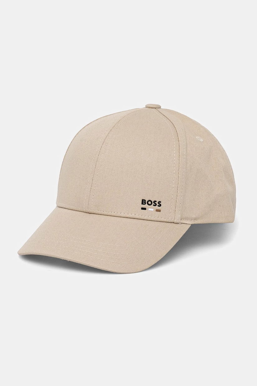 BOSS șapcă de baseball din bumbac culoarea bej, cu imprimeu, 50539428